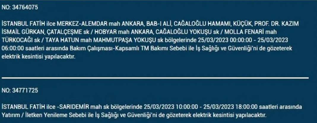 İstanbullular dikkat! Yarın bu ilçelerde elektrikler kesilecek 14